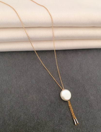 High Gold white Round Shape Beads Hanging Fancy Steel Chain - Chain Pendal - Belleza Jewels