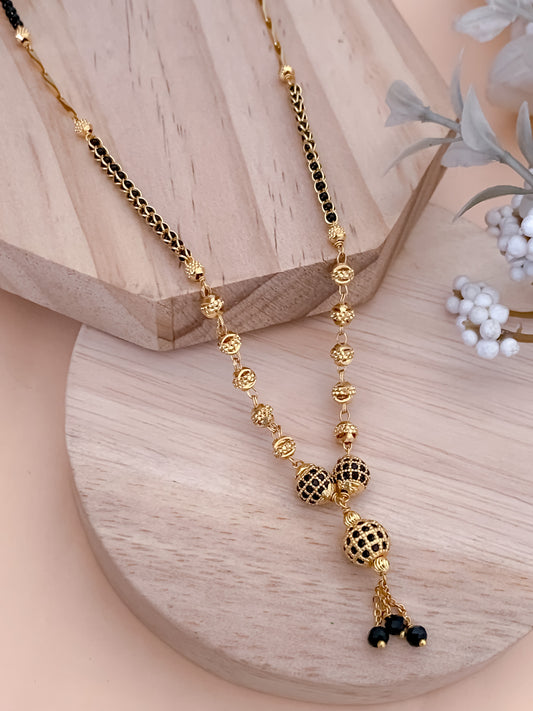 Fancy Black Diamond High Gold Hanging Delicate Mangalsutra Belleza Jewels