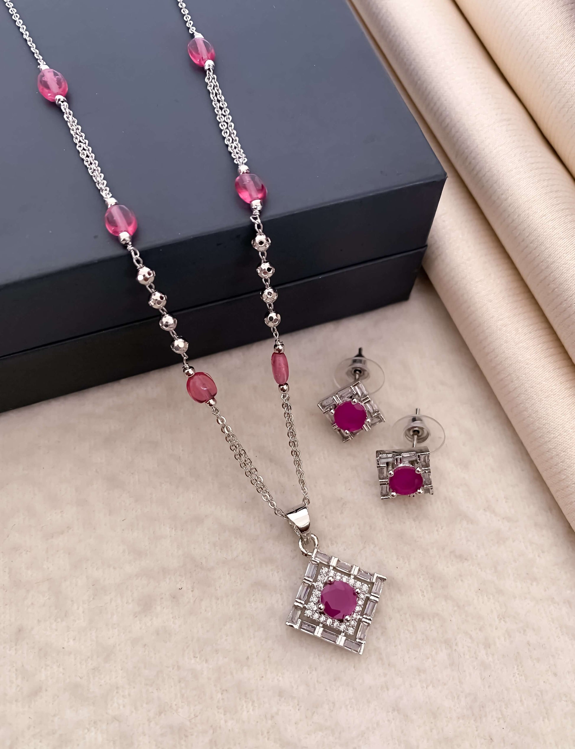 Regal Radiance: The American Diamond Royal Pendant Set by Belezza Jewels Belleza Jewels