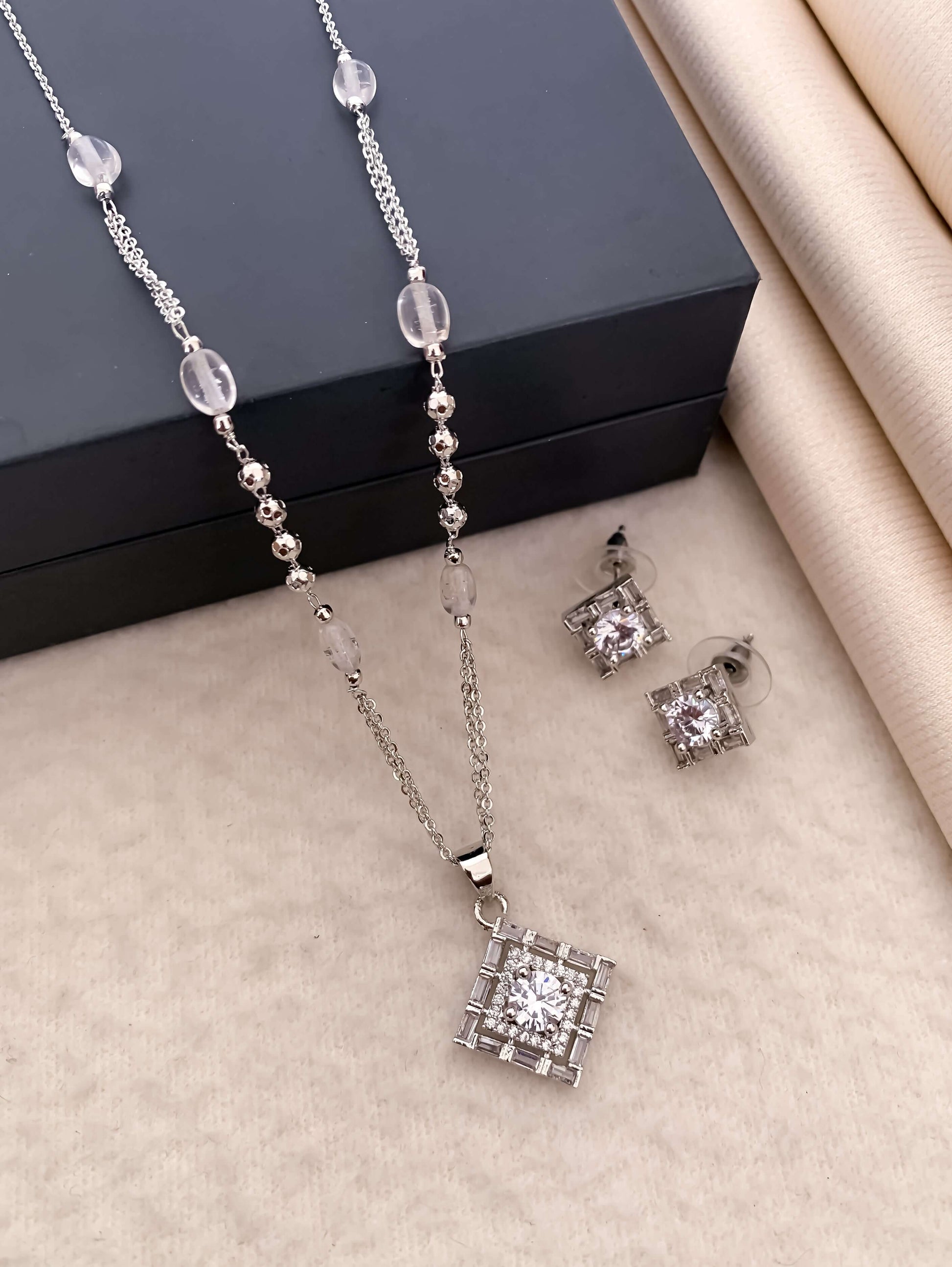 Regal Radiance: The American Diamond Royal Pendant Set by Belezza Jewels Belleza Jewels