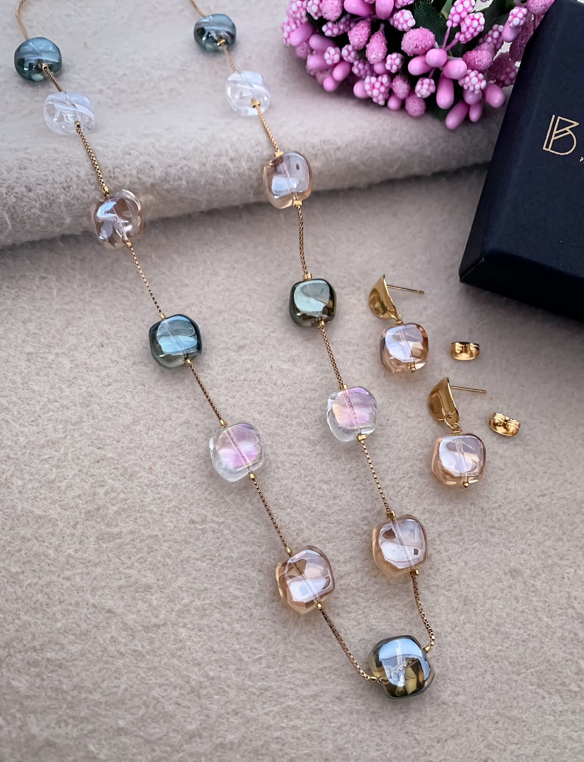 Multi Colour Fancy High Gold Western Mala Set - Western Mala Set - Belleza Jewels