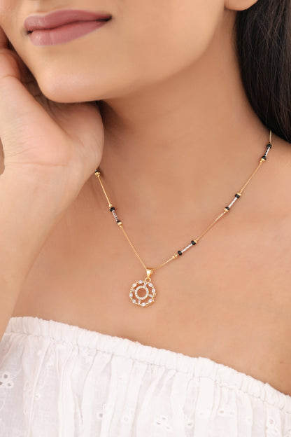 American Diamond Black And White Colour High Gold Fancy Chain Pendant