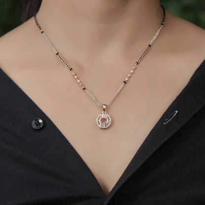 BUY 1 GET 1 FREE - American Diamond Rose Gold Plated Delicate Fancy Mangalsutra - Mangalsutra -  Mangalsutra