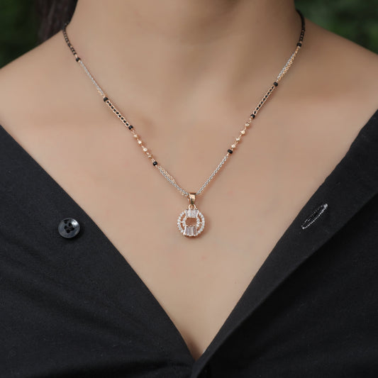 BUY 1 GET 1 FREE - American Diamond Rose Gold Plated Delicate Fancy Mangalsutra - Mangalsutra -  Mangalsutra