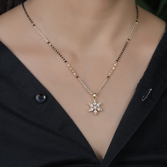 BUY 1 GET 1 FREE - American Diamond Rose Gold Plated Fancy Delicate Mangalsutra - Mangalsutra -  Mangalsutra