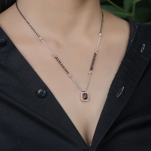 BUY 1 GET 1 FREE - American Diamond Rose Gold Plated Delicate Fancy Mangalsutra - Mangalsutra -  Mangalsutra