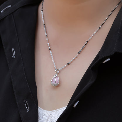 BUY 1 GET 1 FREE - American Diamond Silver Plated  Delicate Fancy Mangalsutra - Mangalsutra -  Mangalsutra