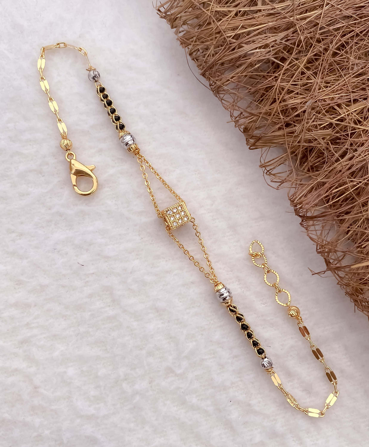 American Diamond High Gold Delicate Hand Mangalsutra - Hand Mangalsutra - Belleza Jewels