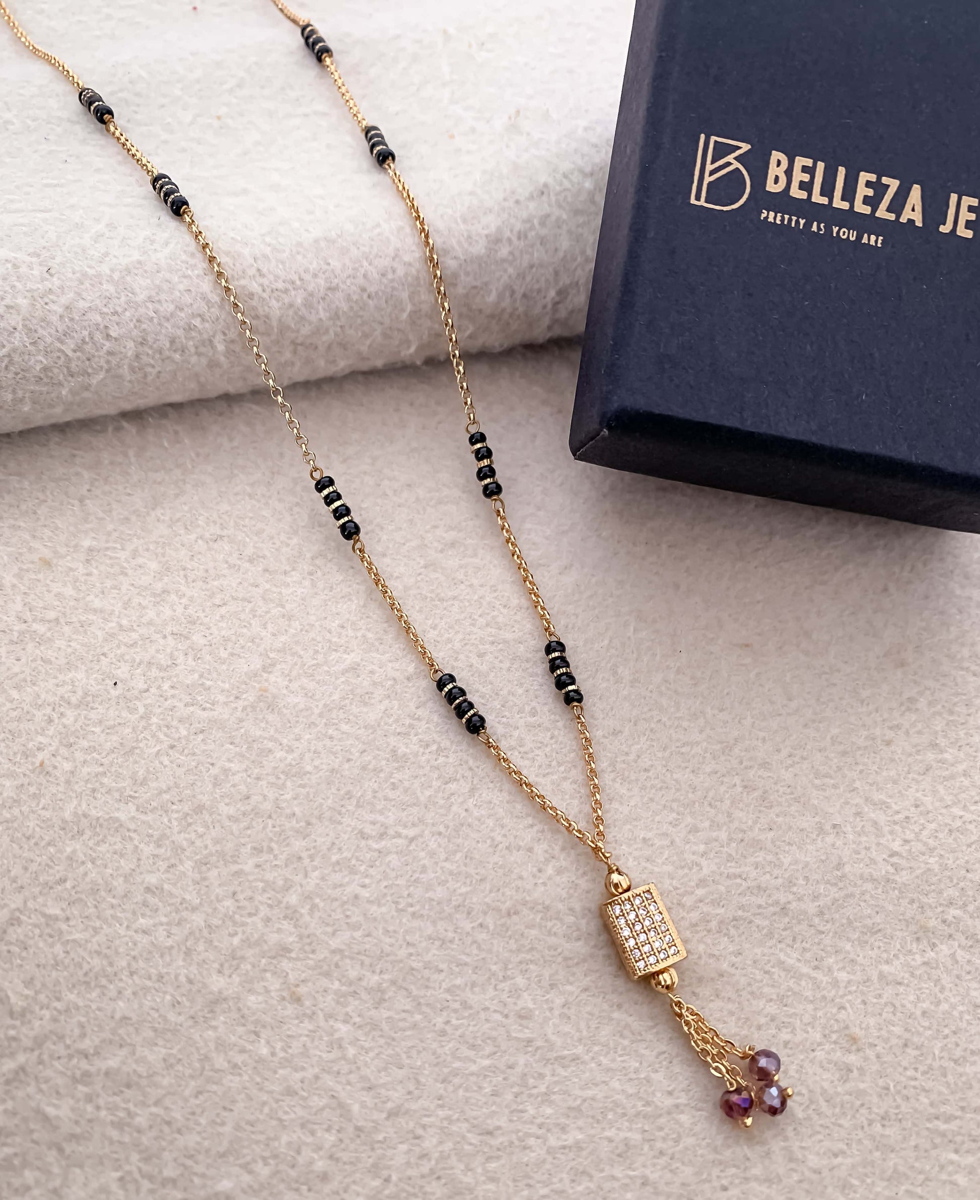 Buy 1 Get 1 Free American Diamond High Gold Plated Fancy Delicate Mangalsutra - Mangalsutra - Belleza Jewels