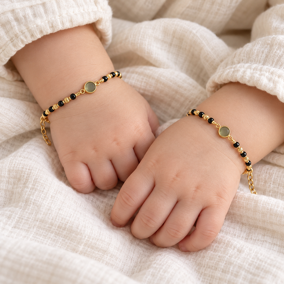 Fancy Golden with Green Stone Charm Najariya Bracelet