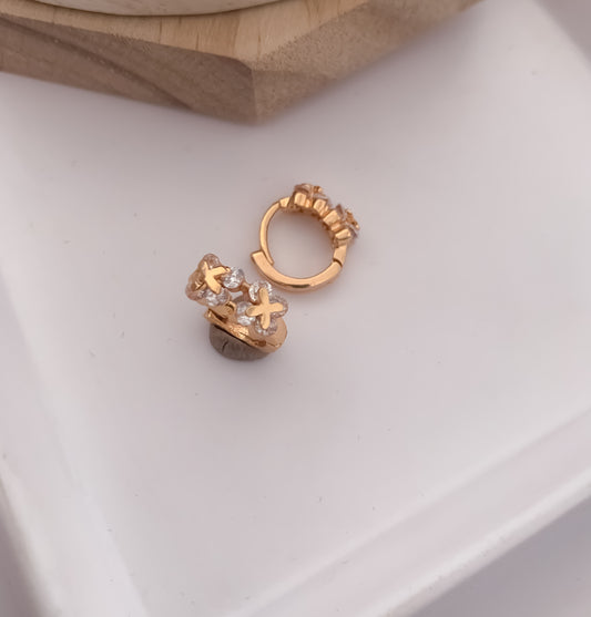 American Diamond Rose Gold Bali Earrings with x design