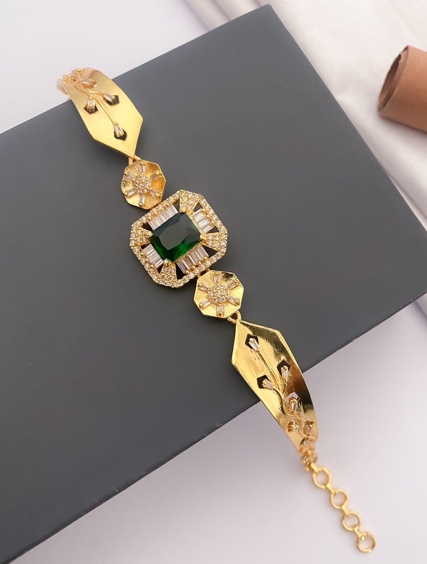 American Diamond High Gold Plated Fancy Colour Bracelet - Bracelet - Belleza Jewels