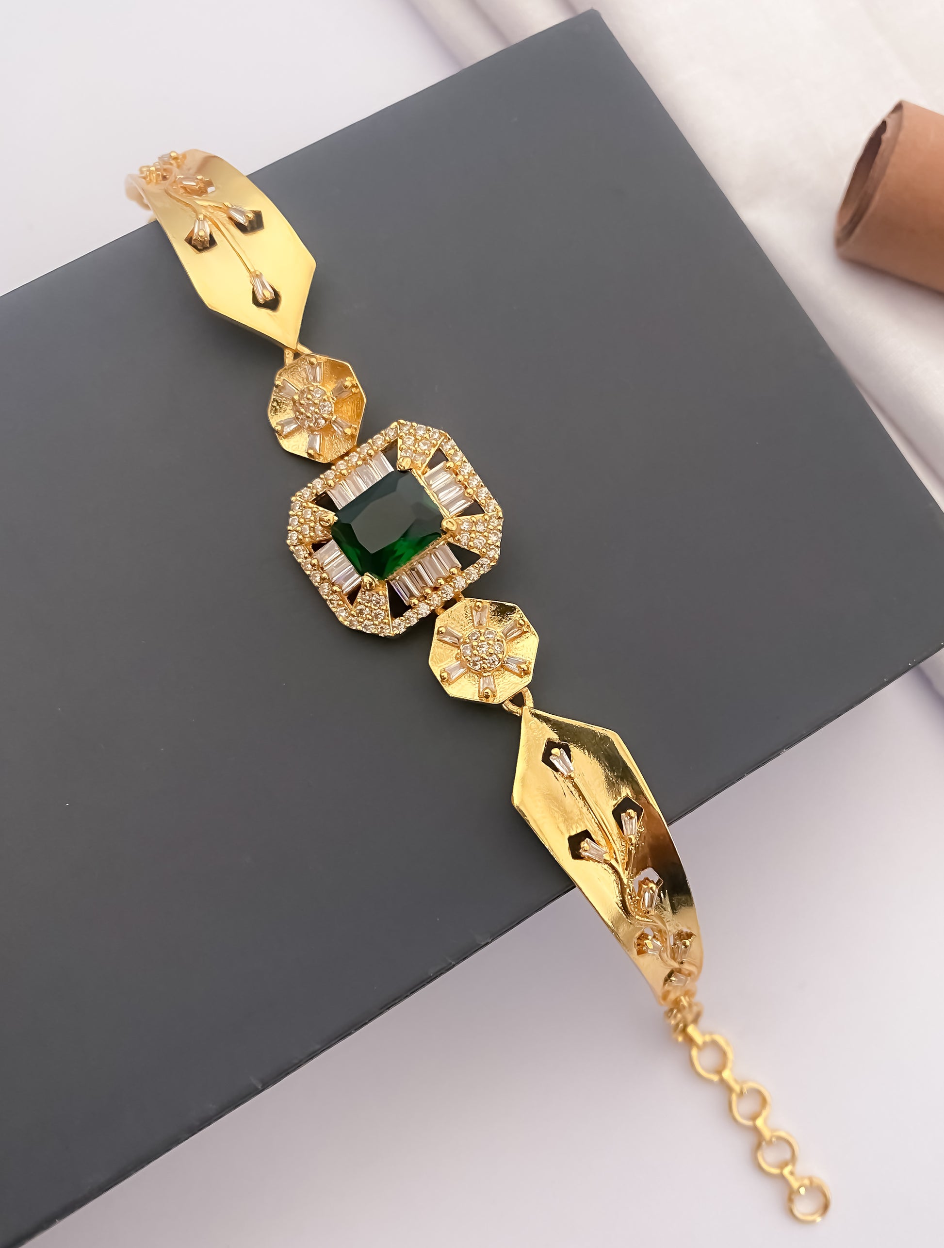 American Diamond High Gold Plated Fancy Colour Bracelet - Bracelet - Belleza Jewels