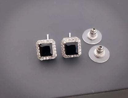 American Diamond Square All Colour Silver Plated Delicate Pendant Set - Pendant Set - Belleza Jewels