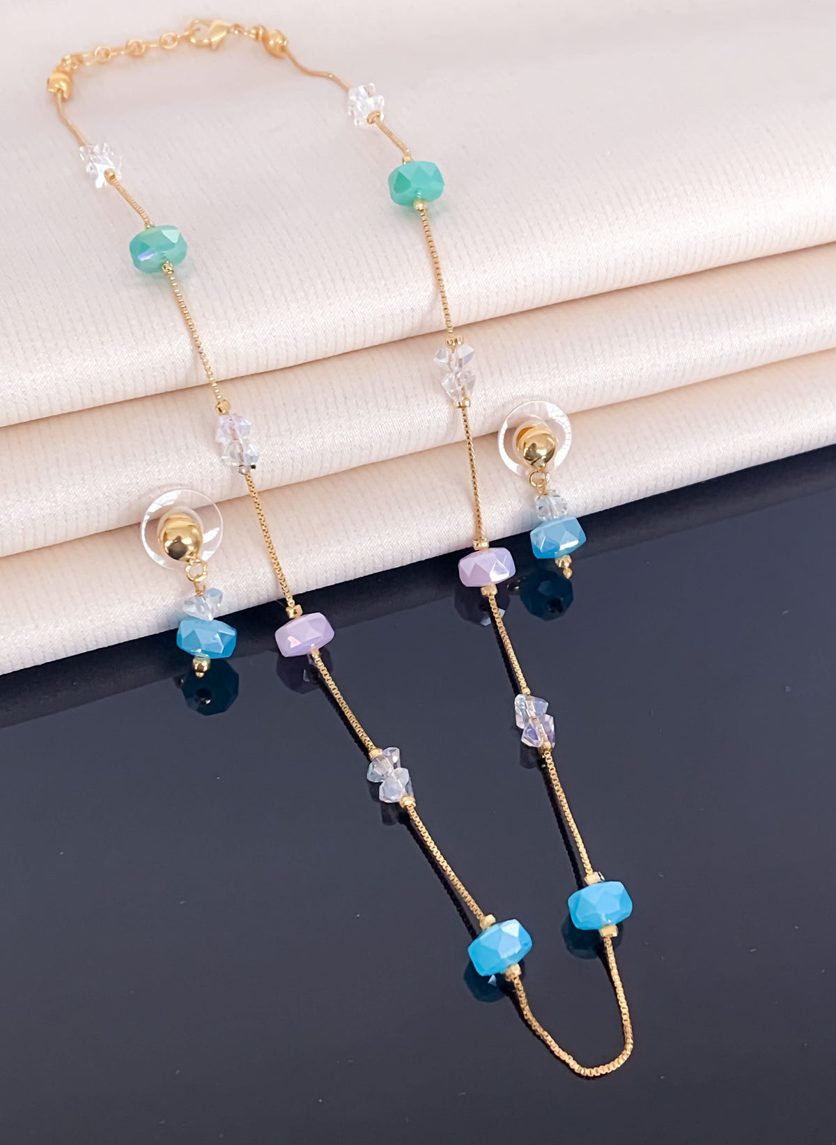 Fancy High Gold Crystal Western Mala Set - Western Mala Set - Belleza Jewels