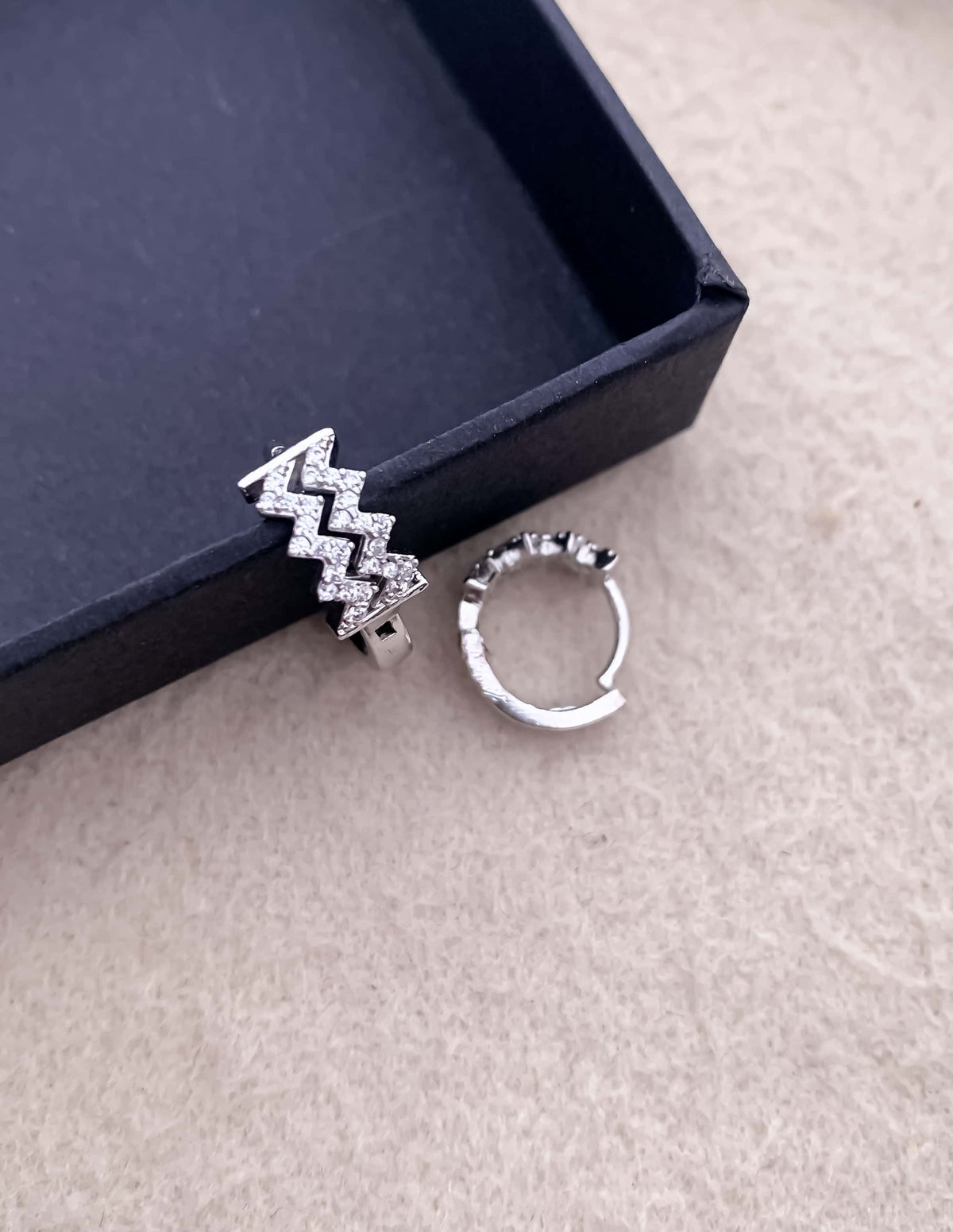 BUY 1 GET 1 FREE -American Diamond silver Pleted Fancy Delicate Bali Earring - Earrings - Belleza Jewels