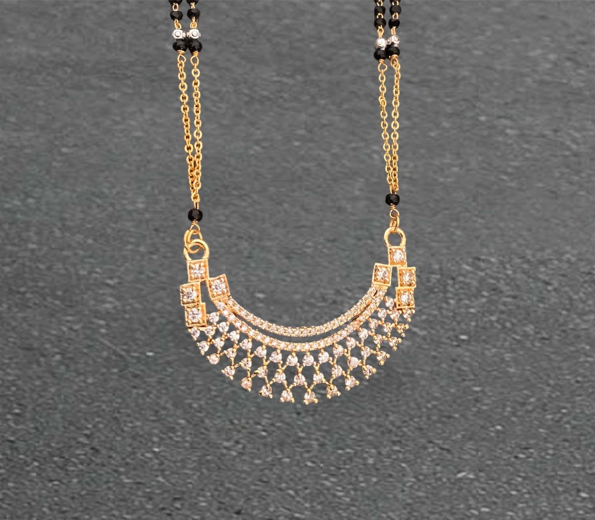 BUY 1 GET 1 FREE - American Diamond High Gold Real Gold Look Delicate Mangalsutra - Mangalsutra - Belleza Jewels