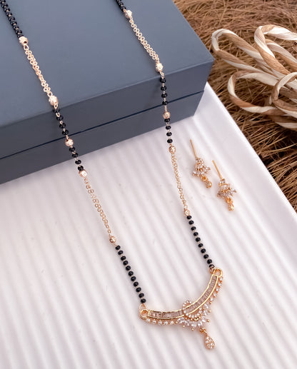 American Diamond Rose Gold Golden and Silver Pleted Fancy Mangalsutra Length 18” Belleza Jewels