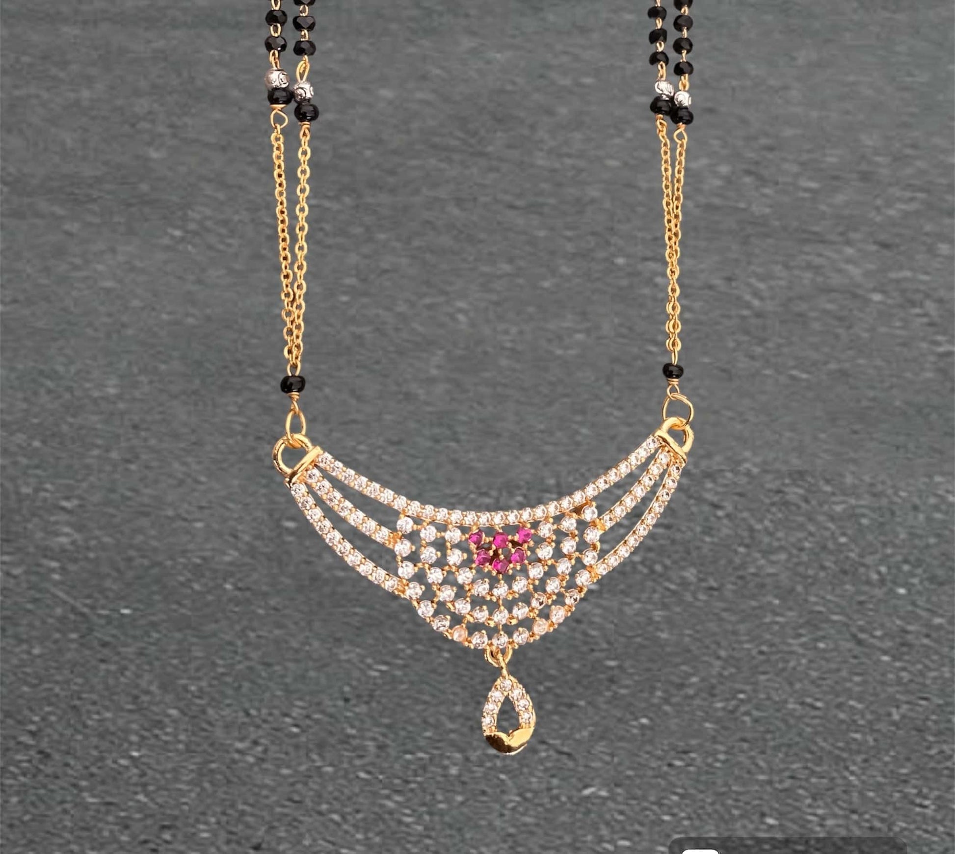 BUY 1 GET 1 FREE - American Diamond Gold Look High Gold Pleted Famcy Mangalsutra - Mangalsutra - Belleza Jewels
