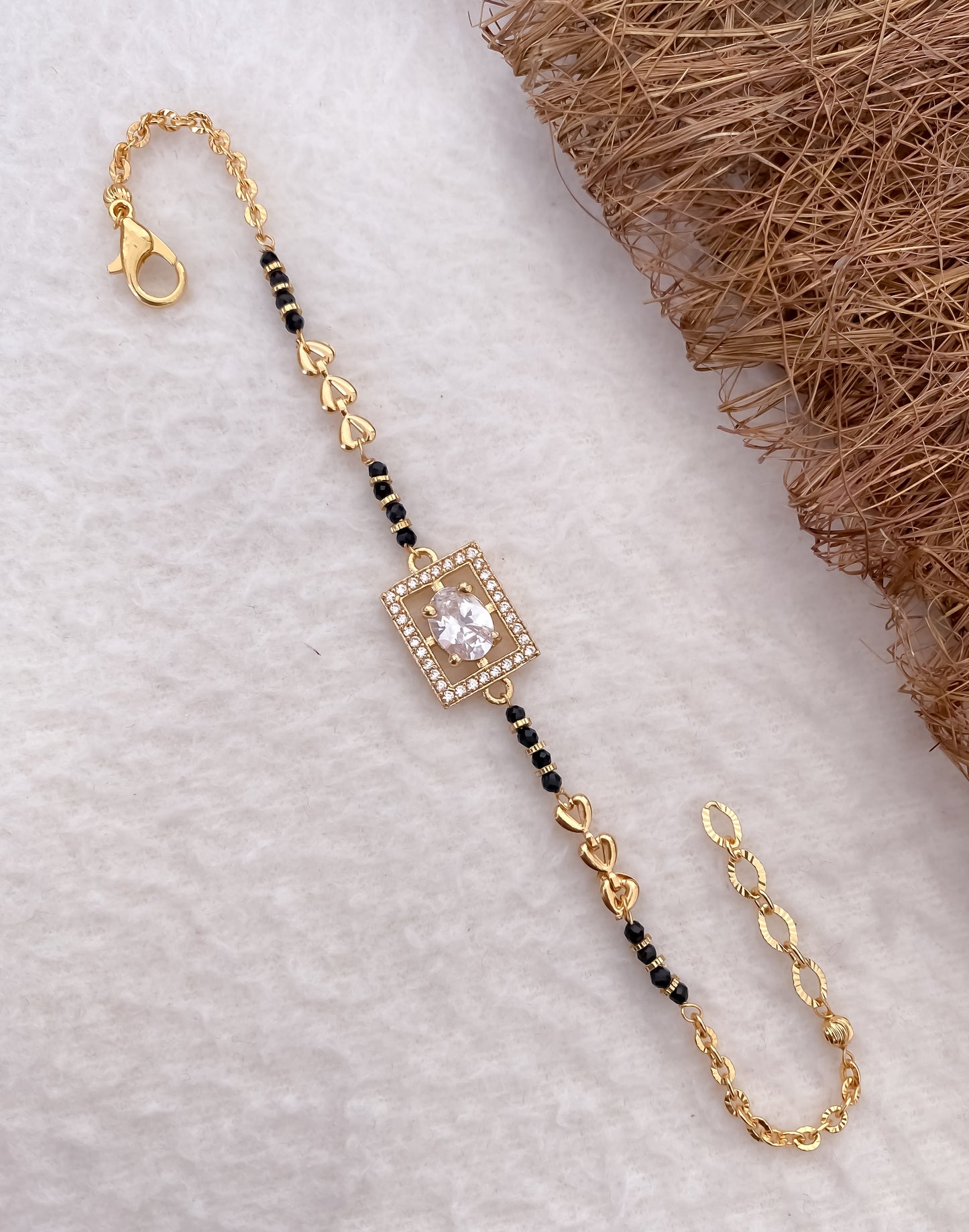 American Diamond High Gold Plated Fancy Hand Mangalsutra - Belleza Jewels