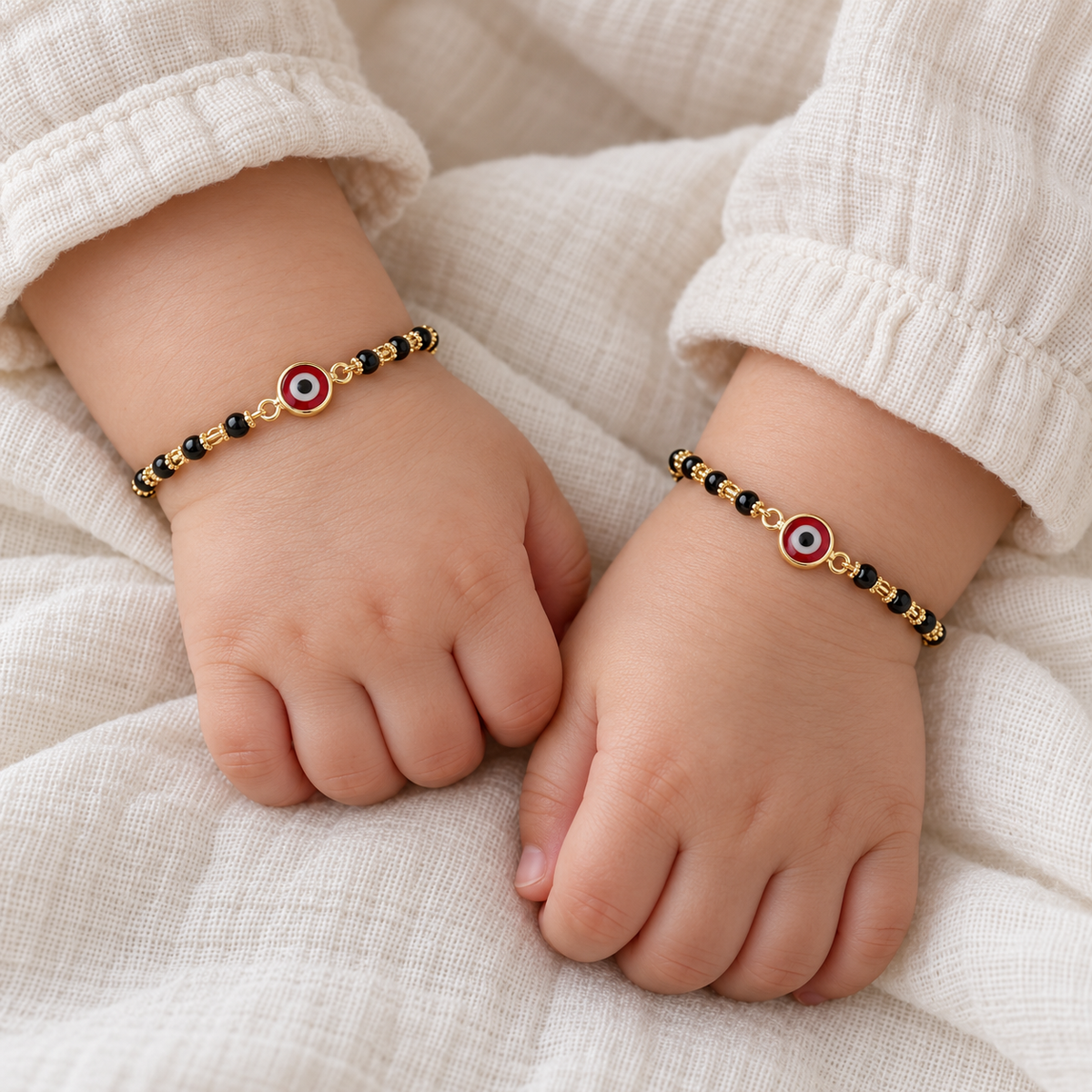 Fancy Golden Red Evil Eye Charm Najariya Bracelet