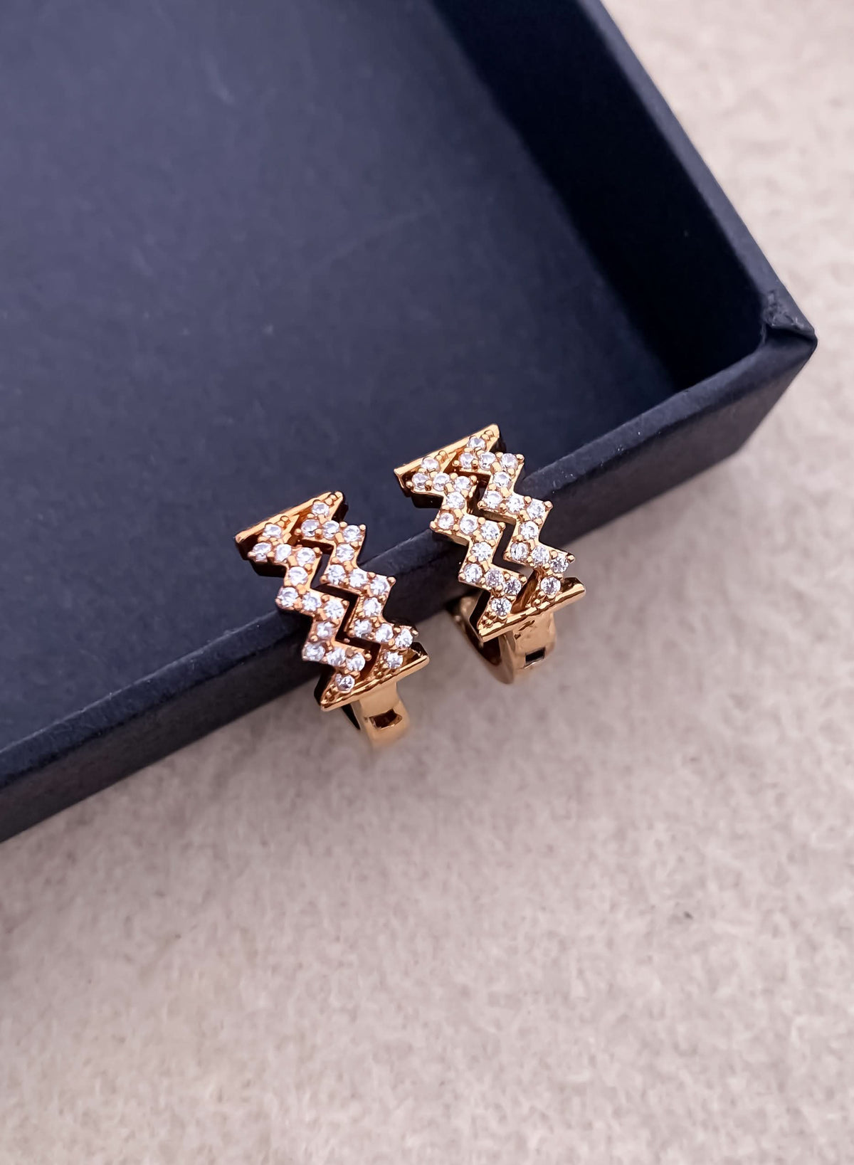 BUY 1 GET 1 FREE -American Diamond Rose Gold Pleted Fancy Delicate Bali Earring - Earrings - Belleza Jewels