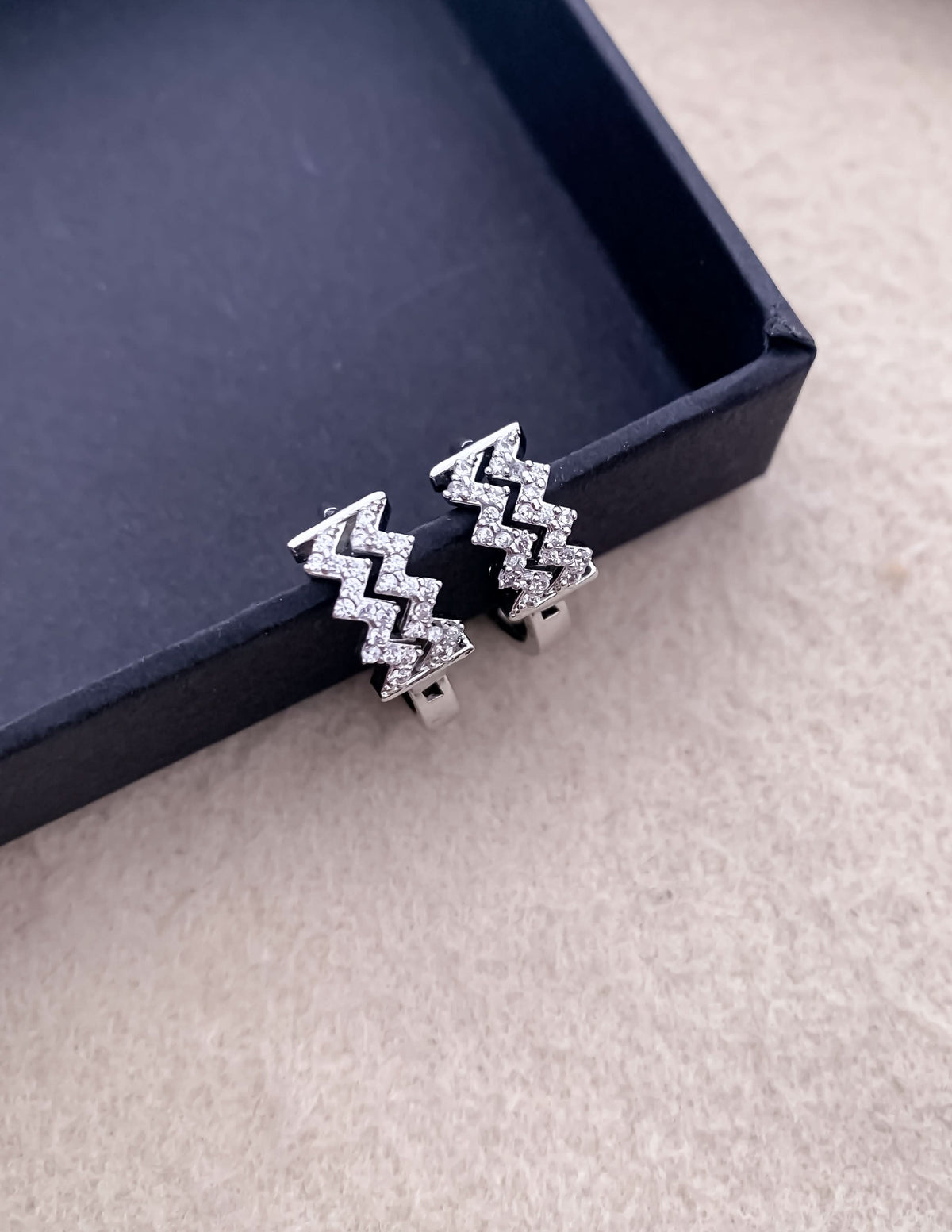 BUY 1 GET 1 FREE -American Diamond silver Pleted Fancy Delicate Bali Earring - Earrings - Belleza Jewels