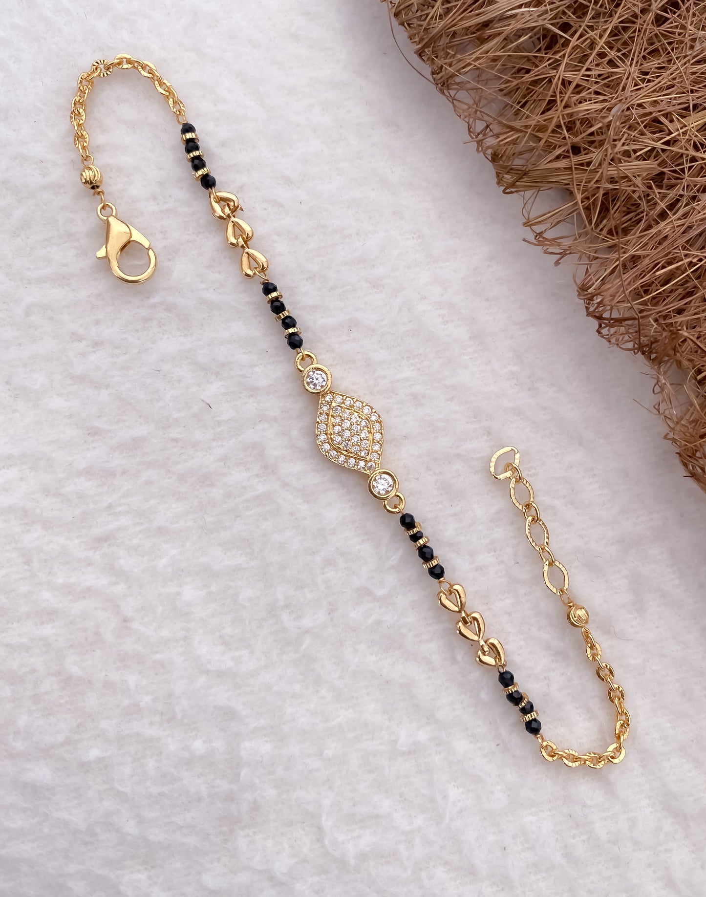 American Diamond Gold Plated Hand Mangalsutra - Belleza Jewels