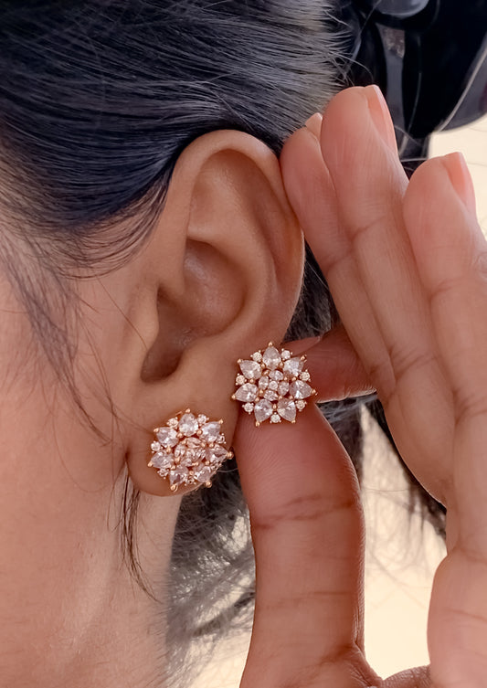 American Diamond Rose Gold Fancy Earrings Belleza Jewels