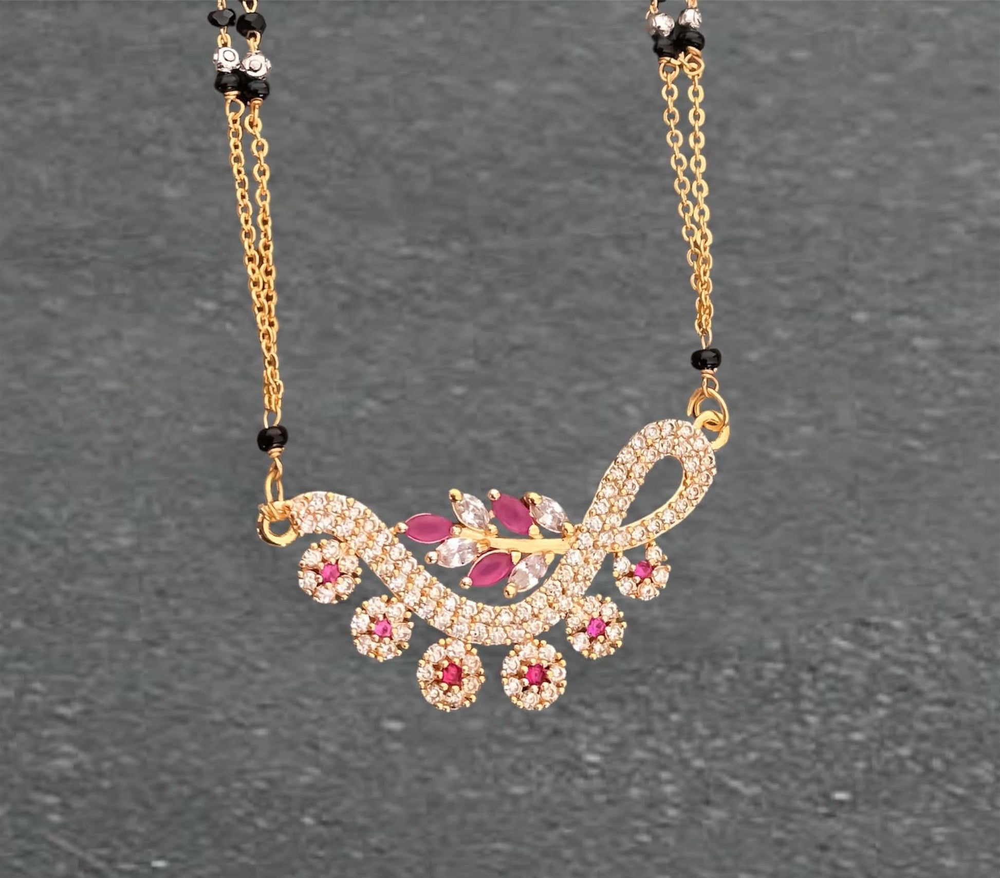 BUY 1 GET 1 FREE - American Diamond Golden Fancy delicate Mangalsutra - Mangalsutra - Belleza Jewels