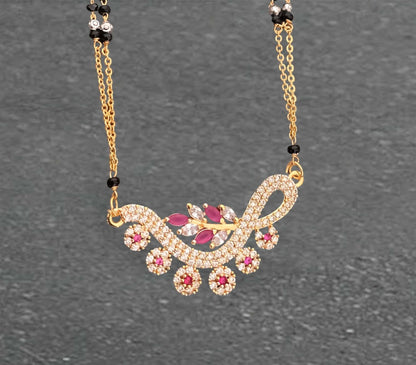 BUY 1 GET 1 FREE - American Diamond Golden Fancy delicate Mangalsutra - Mangalsutra - Belleza Jewels