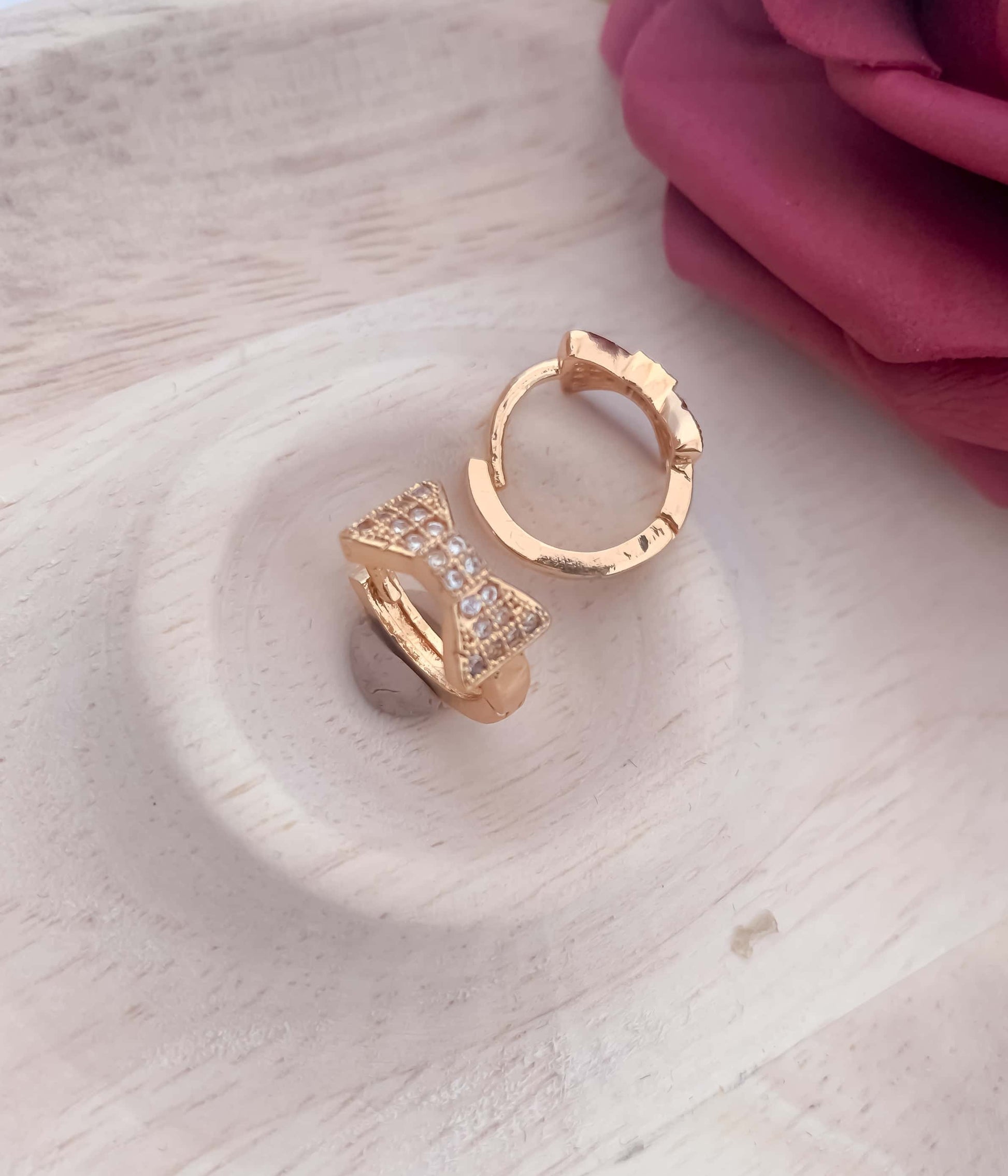 BUY 1 GET 1 FREE -American Diamond Rose Gold Fancy Baali Earrings - Earrings - Belleza Jewels