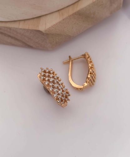 BUY 1 GET 1 FREE -American Diamond Royal Look Rose Gold Bali Earring - Earrings - Belleza Jewels