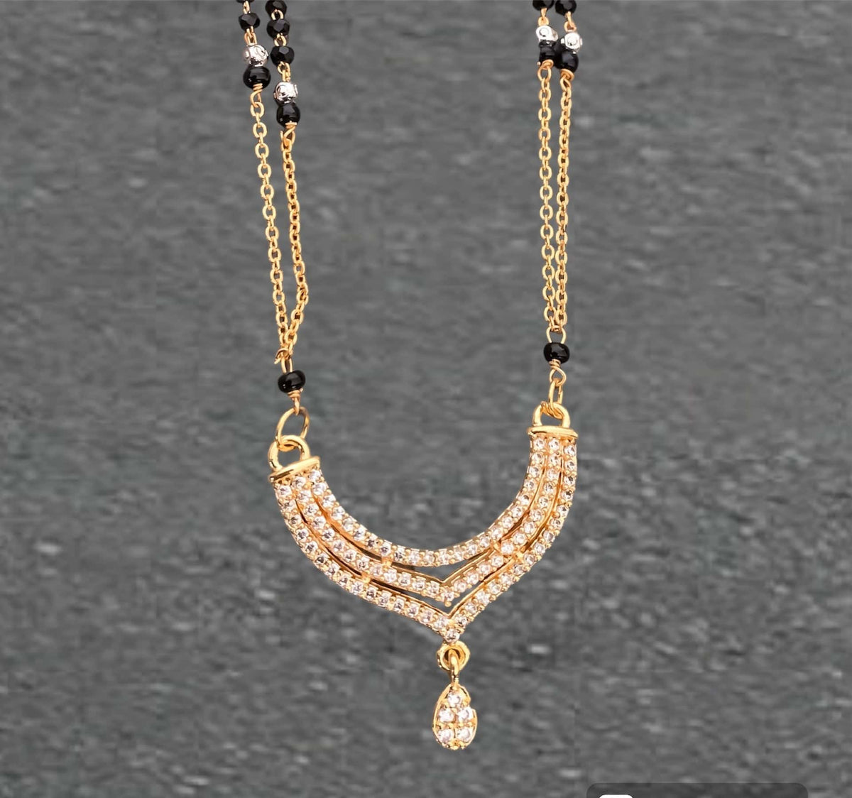 BUY 1 GET 1 FREE - American Diamond Fancy High Gold Hanging Delicate Mangalsutra - Mangalsutra - Belleza Jewels