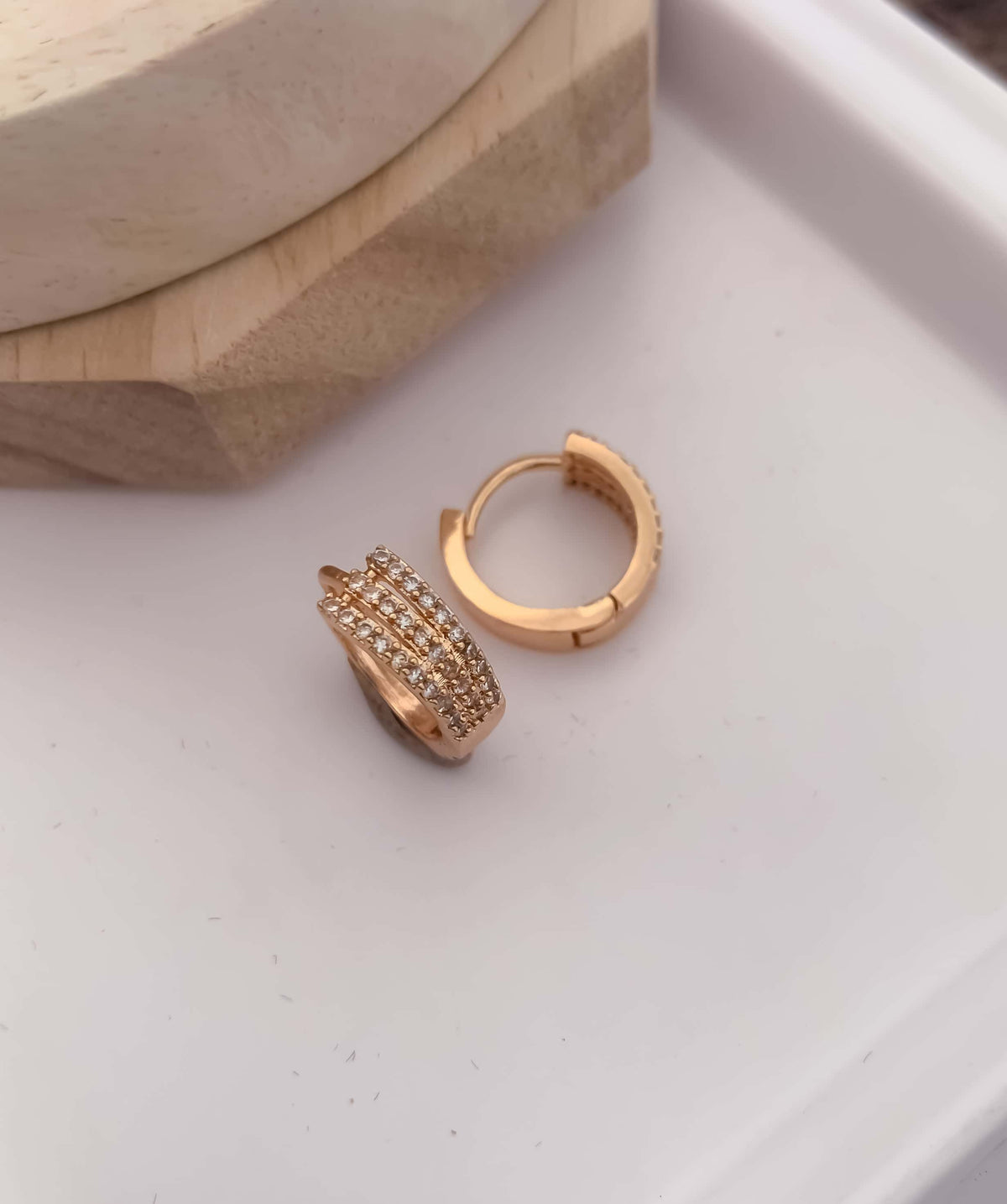 BUY 1 GET 1 FREE -American Diamond Fancy Delicate Rose Gold Bali Earrings - Earrings - Belleza Jewels