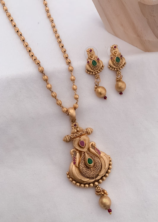 Brass High Gold Pleted Pendant Set Belleza Jewels