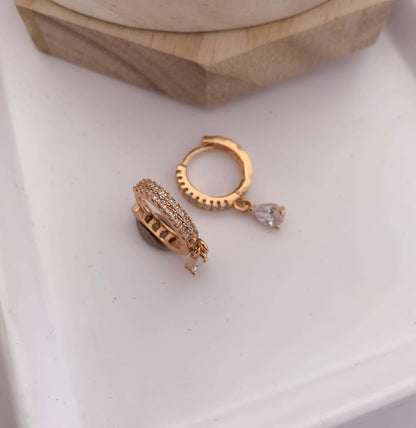 BUY 1 GET 1 FREE -American Diamond Rose Gold Hanging Baali Earring - Earrings - Belleza Jewels