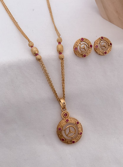 Brass High Gold Noce Design Pendant Set Belleza Jewels