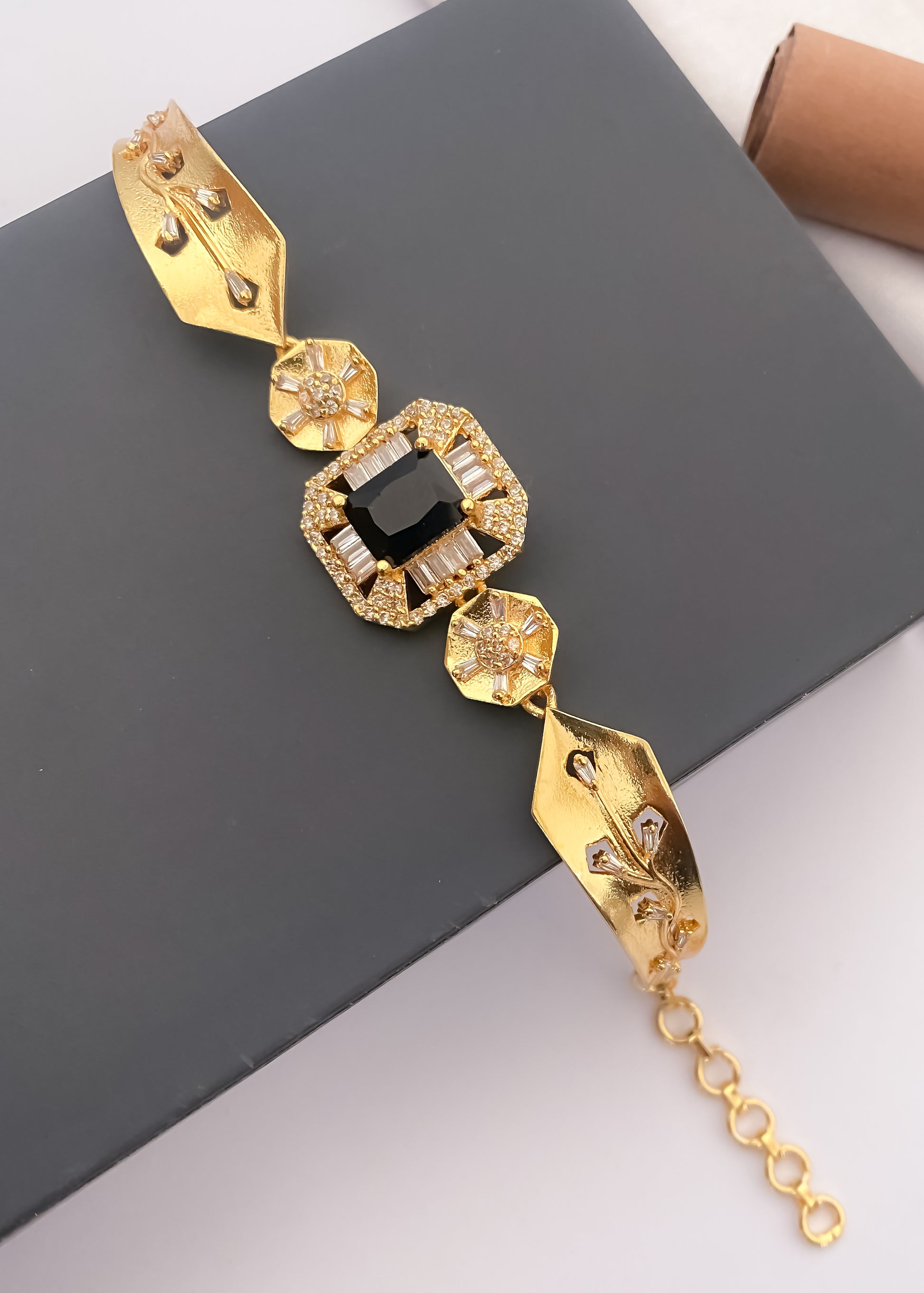 American Diamond High Gold Plated Fancy Colour Bracelet - Bracelet - Belleza Jewels