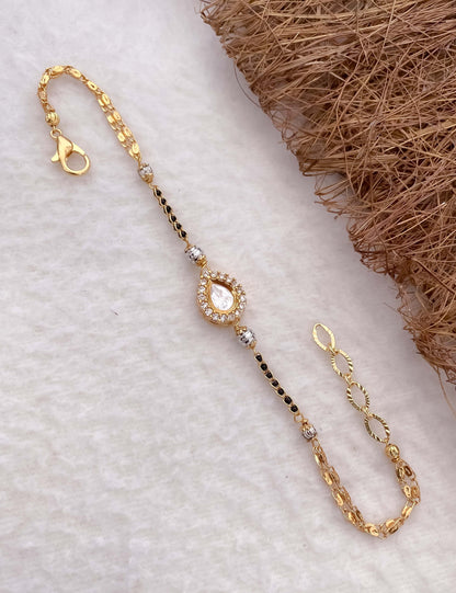 American Diamond Golden Delicate Hand Mangalsutra - Hand Mangalsutra - Belleza Jewels