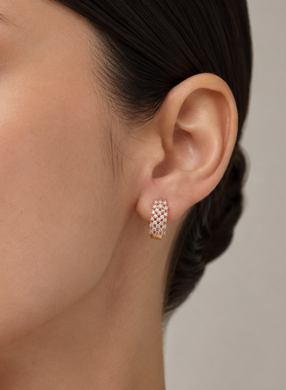 Rose Gold Diamond-Style Huggie Hoop Earrings
