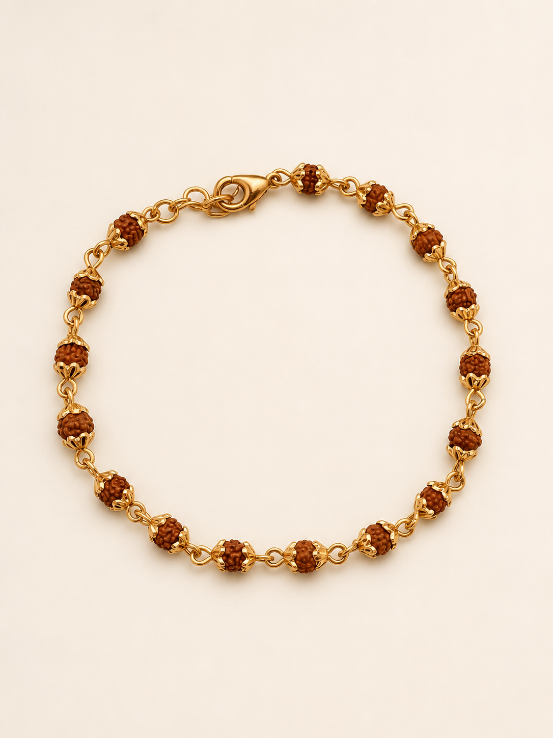 Gold Plated Rudraksha Adjustable Bracelet for Men & Women
