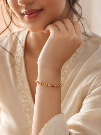 Gold Plated Rudraksha Adjustable Bracelet for Men & Women