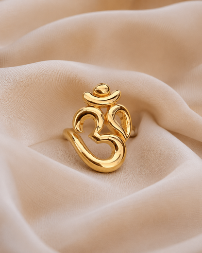 Gold Om (ॐ) Adjustable Spiritual Ring