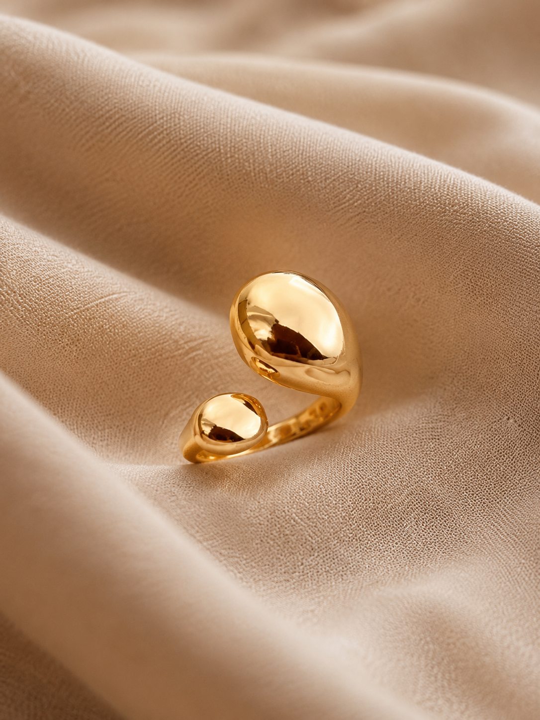 Minimalist Dual Dome Gold Adjustable Ring