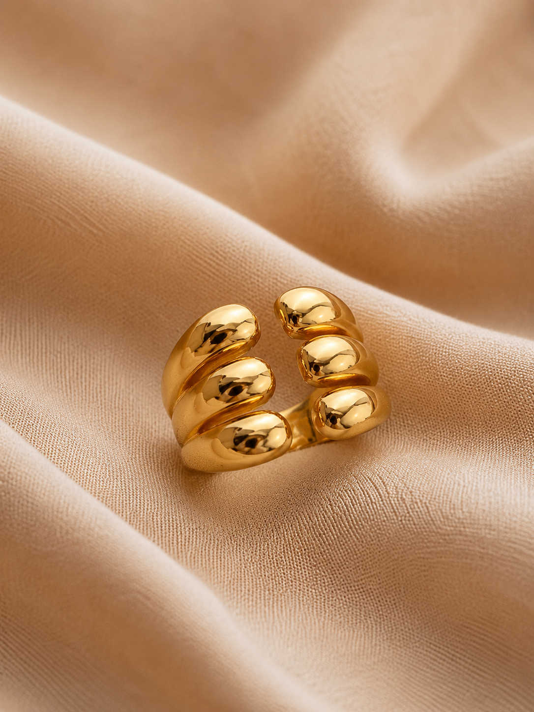 Gold Multi-Dome Adjustable Statement Ring