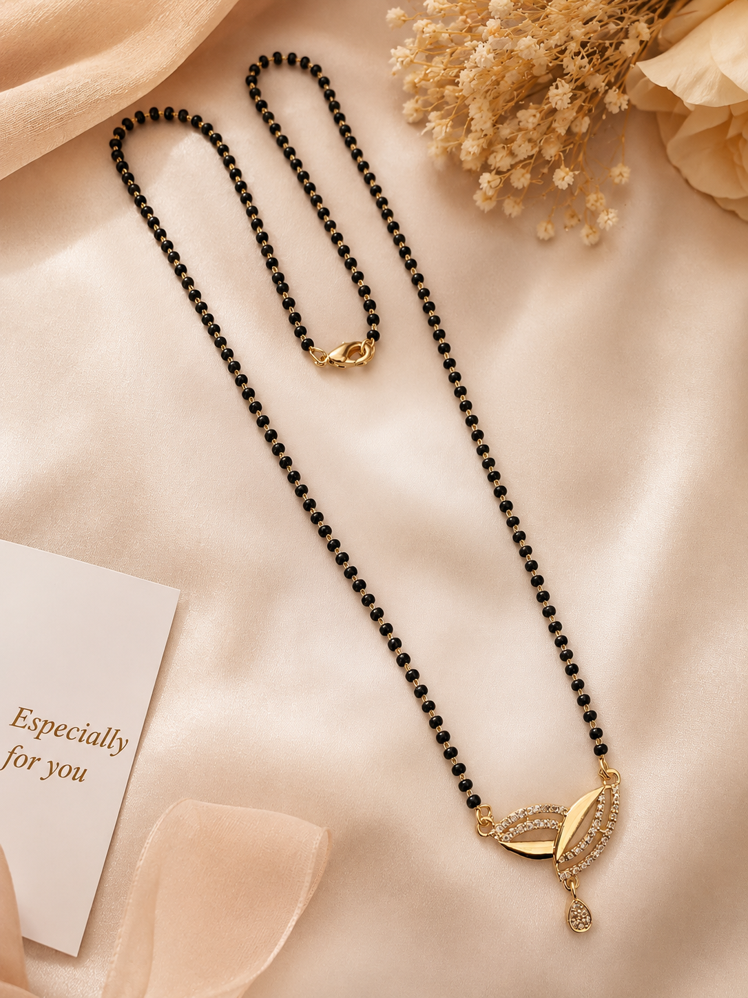 Buy 1 Get 1 Free - Elegant Dual Leaf Drop Mangalsutra