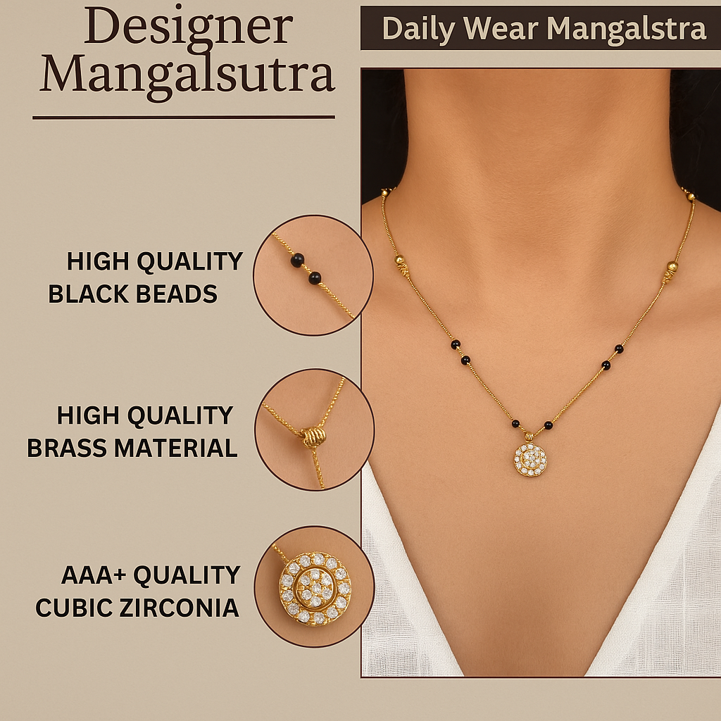 Buy 1 Get 1 Free American Diamond High Gold Plated Fancy Delicate Mangalsutra - Mangalsutra - Belleza Jewels