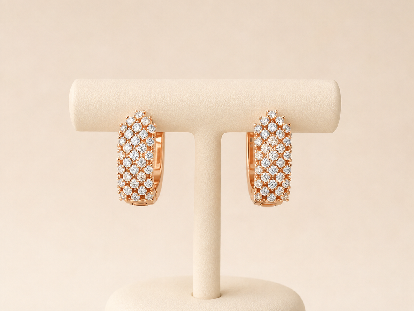 Rose Gold Diamond-Style Huggie Hoop Earrings