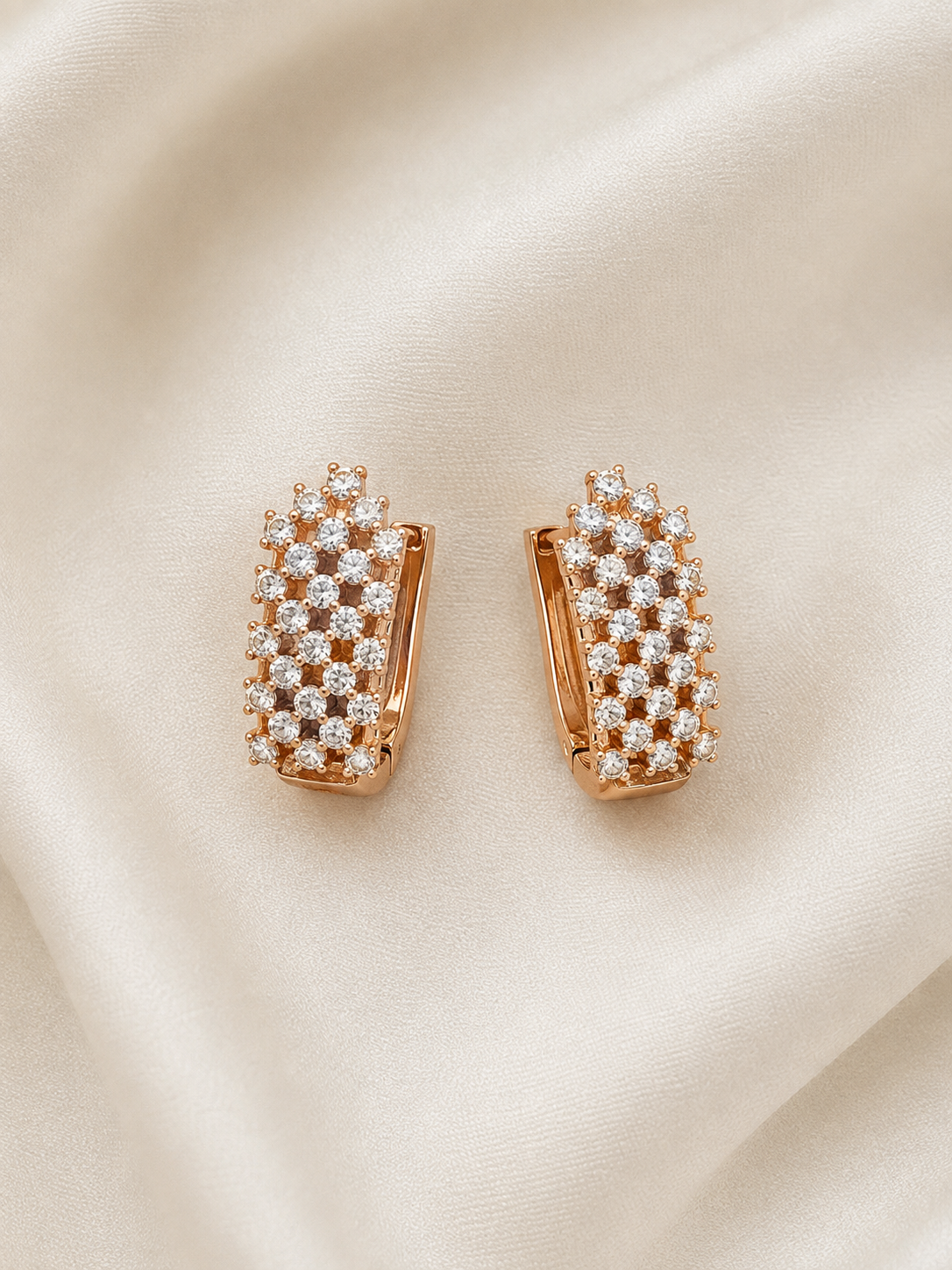 Rose Gold Diamond-Style Huggie Hoop Earrings